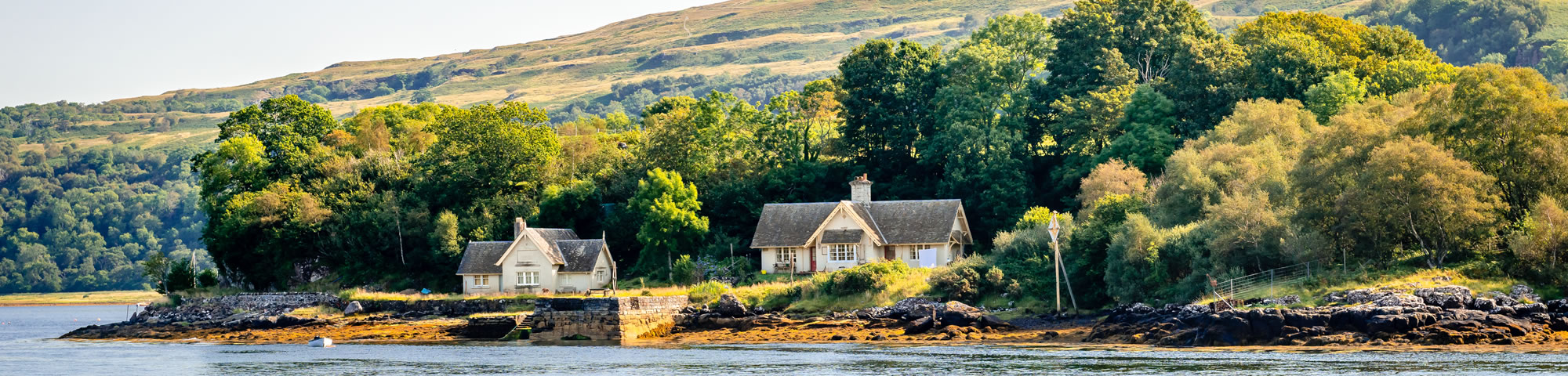 Two cottages at the mouth of Loch Aline near Morvern