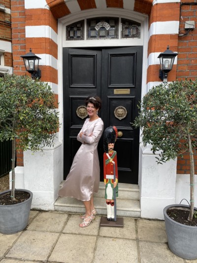Front of 14 Wexford Road with owner Gillian